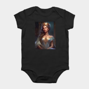 Elegant Adult Portraying Royalty with Fashion and Glamour Baby Bodysuit